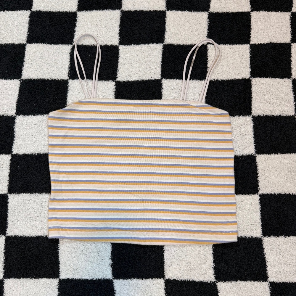 arizona jean co multicolored striped spaghetti strap crop top size medium